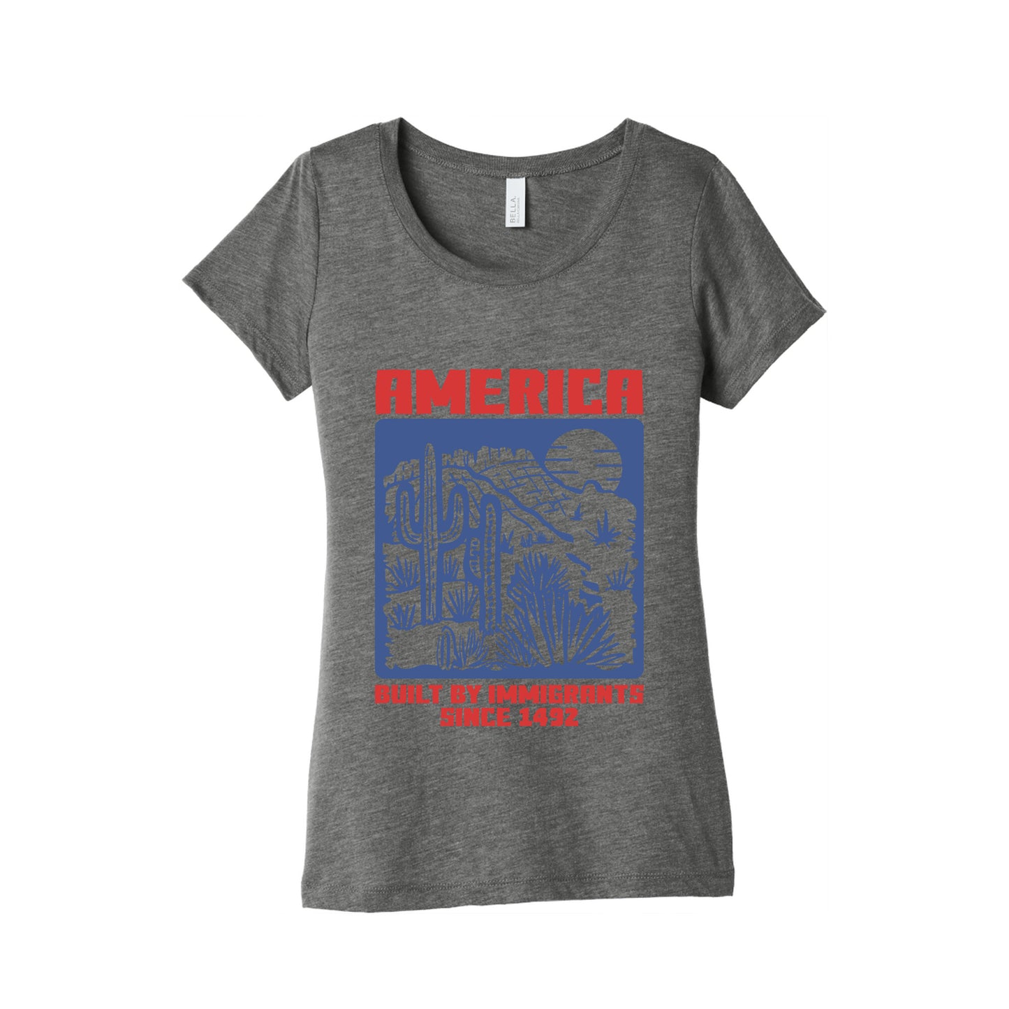 America Built By Immigrants July 4th Womens Triblend Tee