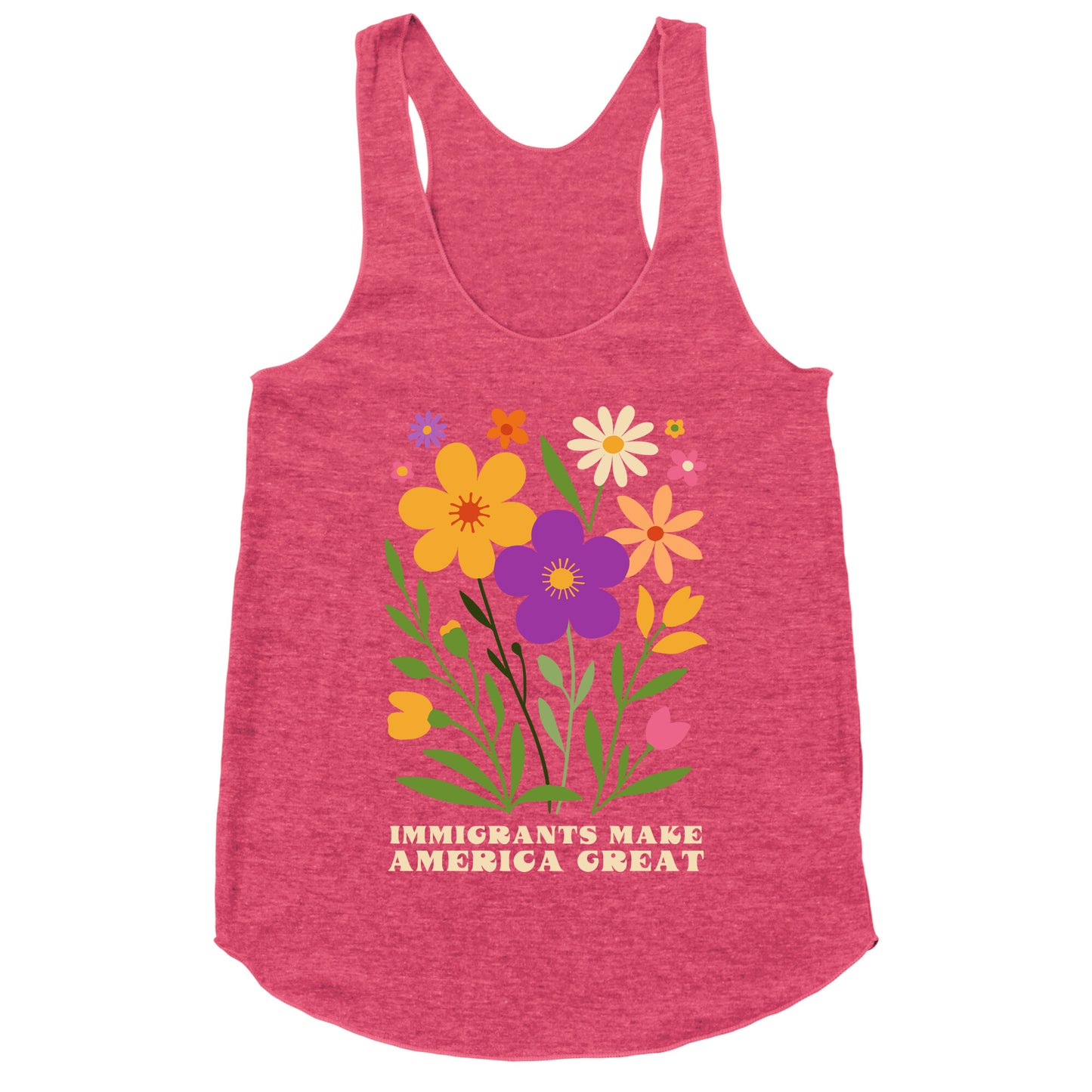 Immigrants Make America Great Floral Racerback Tank