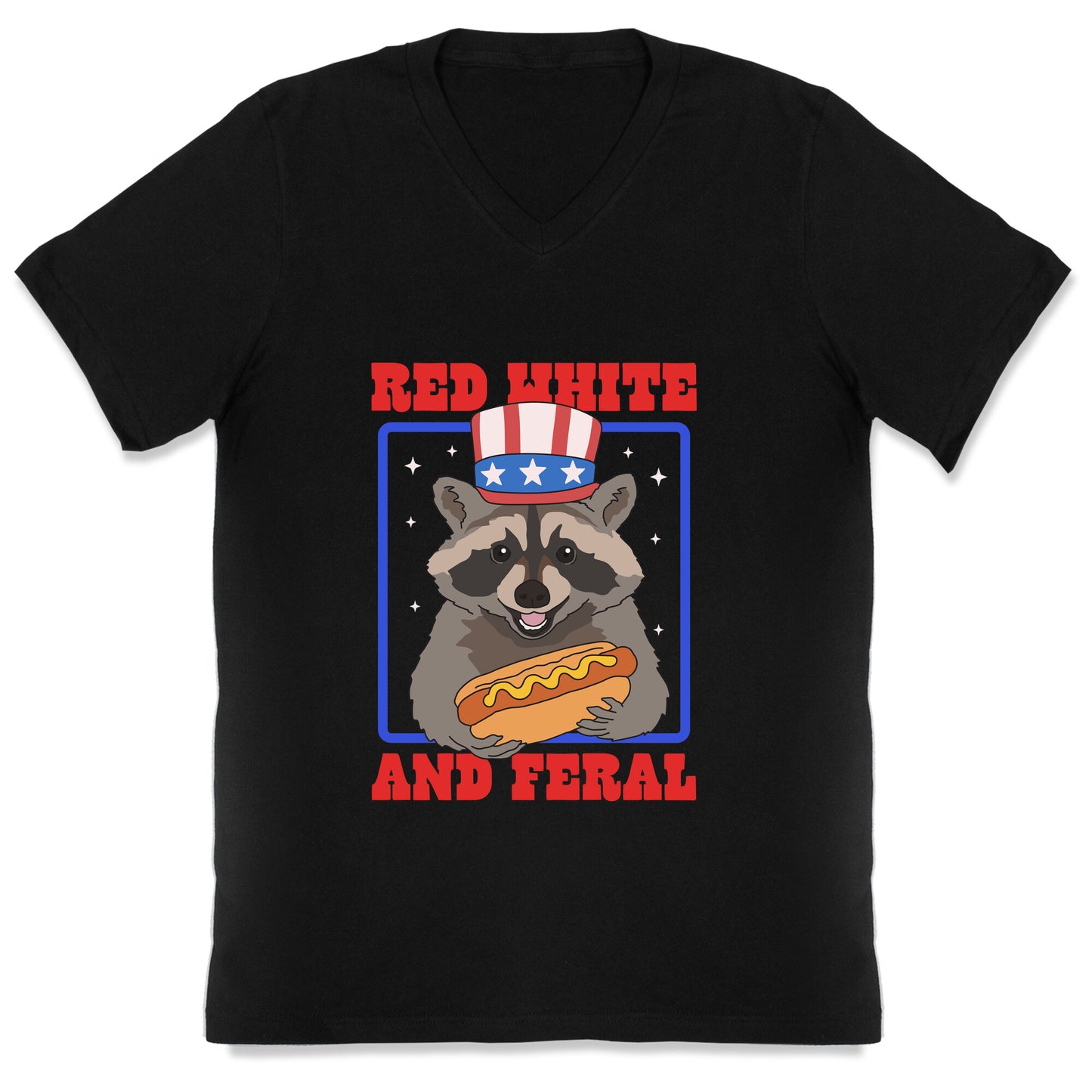 Red White And Feral V-Neck