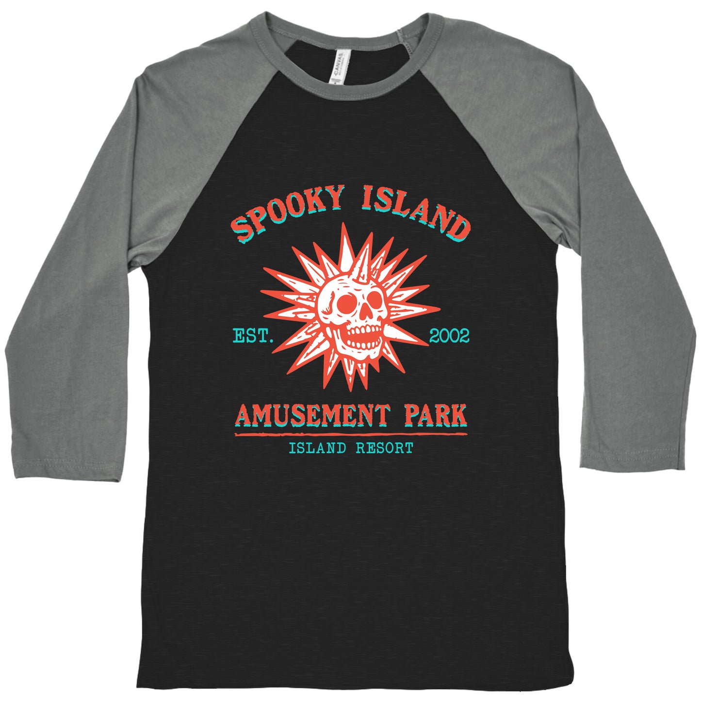 Spooky Island Retro Baseball Tee