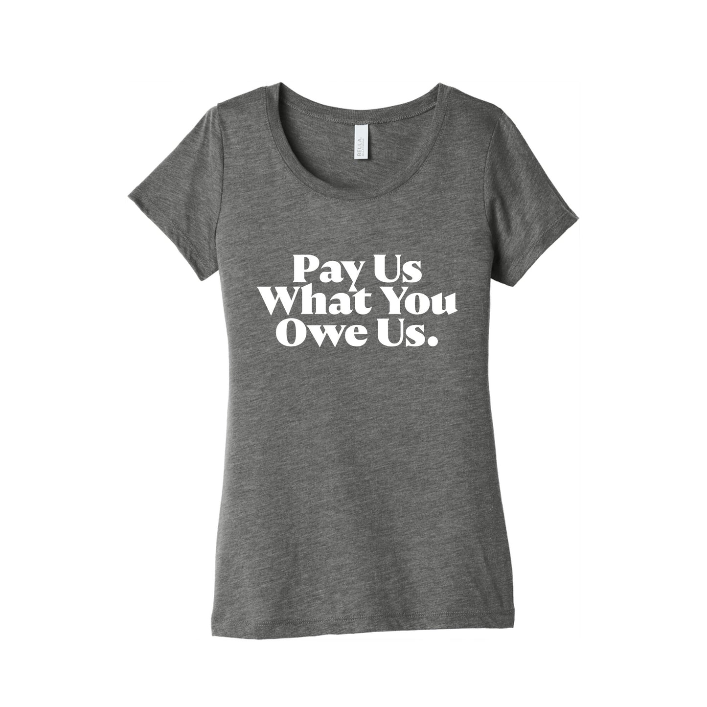 Pay Us What You Owe Us Womens Triblend Tee