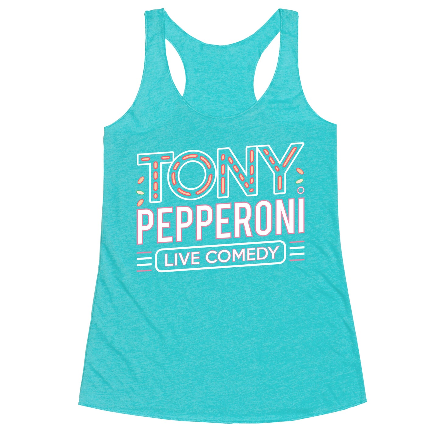 Tony Pepperoni Live Comedy Racerback Tank