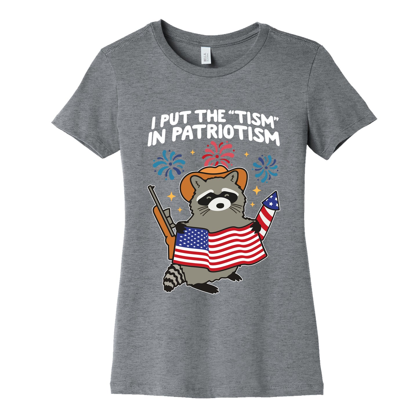 Tism In Patriotism Racoon Womens Cotton Tee