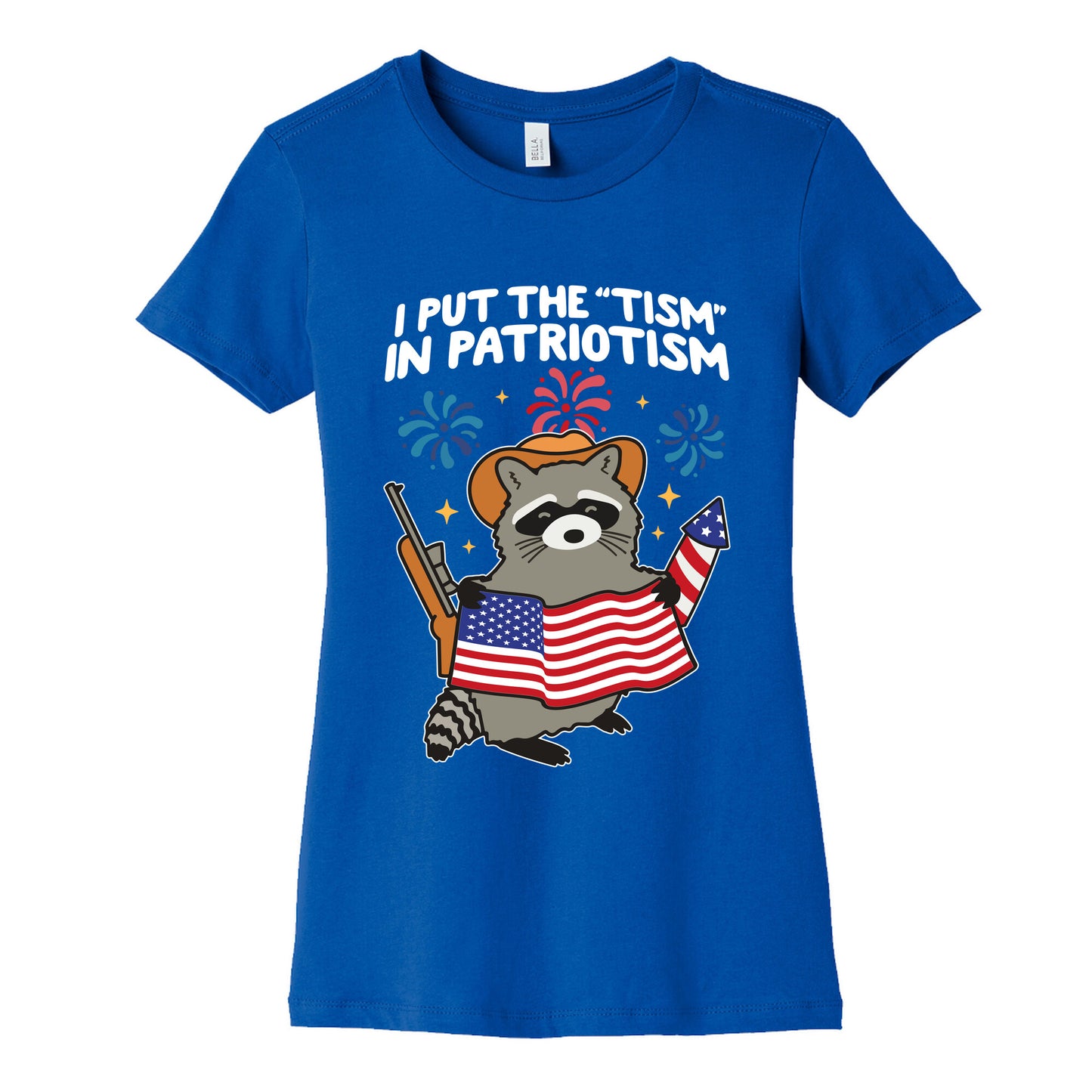 Tism In Patriotism Racoon Womens Cotton Tee