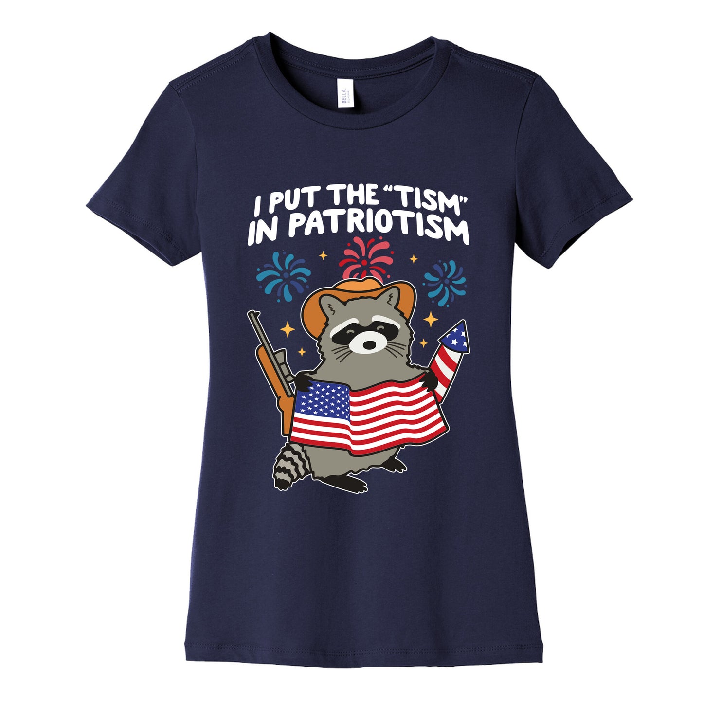Tism In Patriotism Racoon Womens Cotton Tee