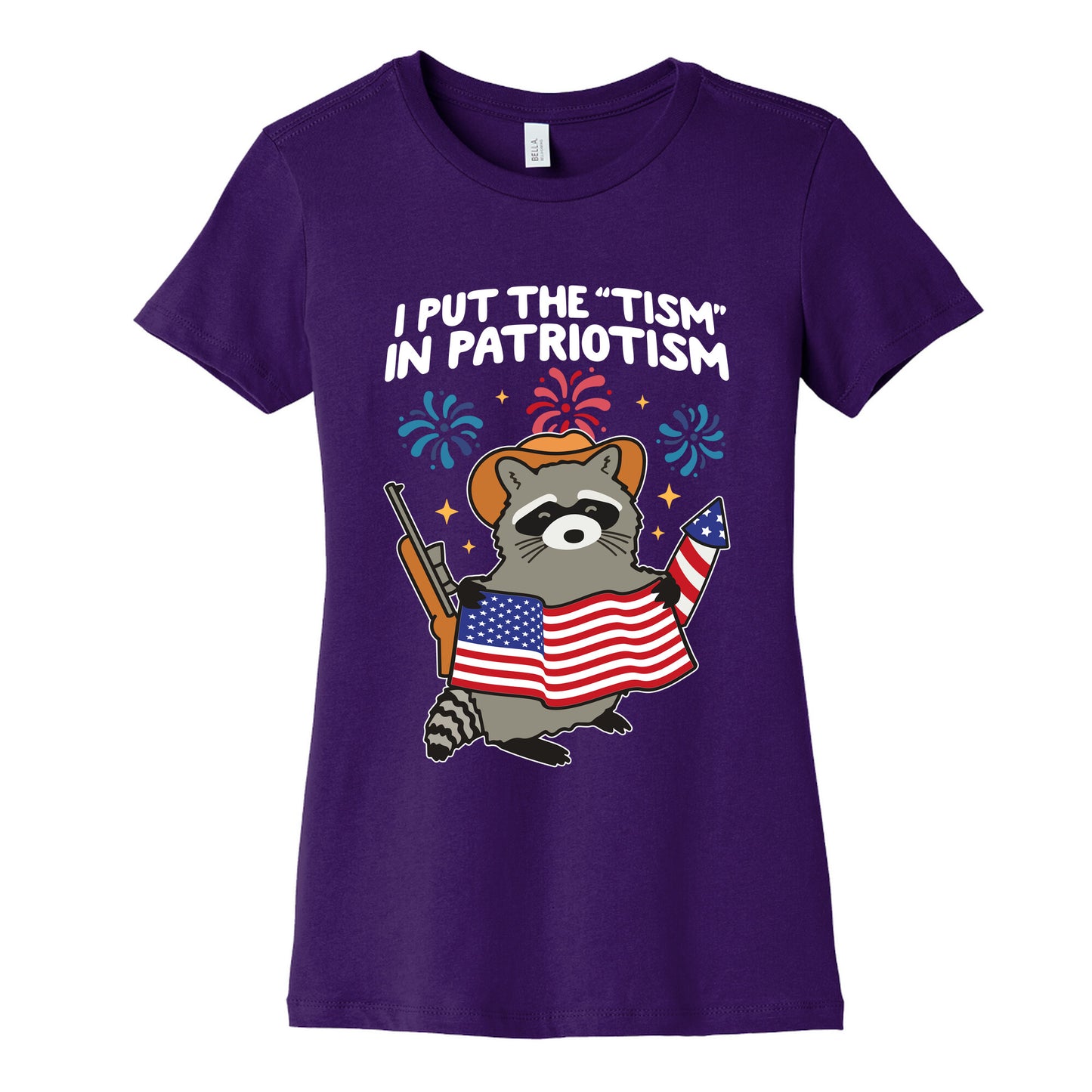 Tism In Patriotism Racoon Womens Cotton Tee
