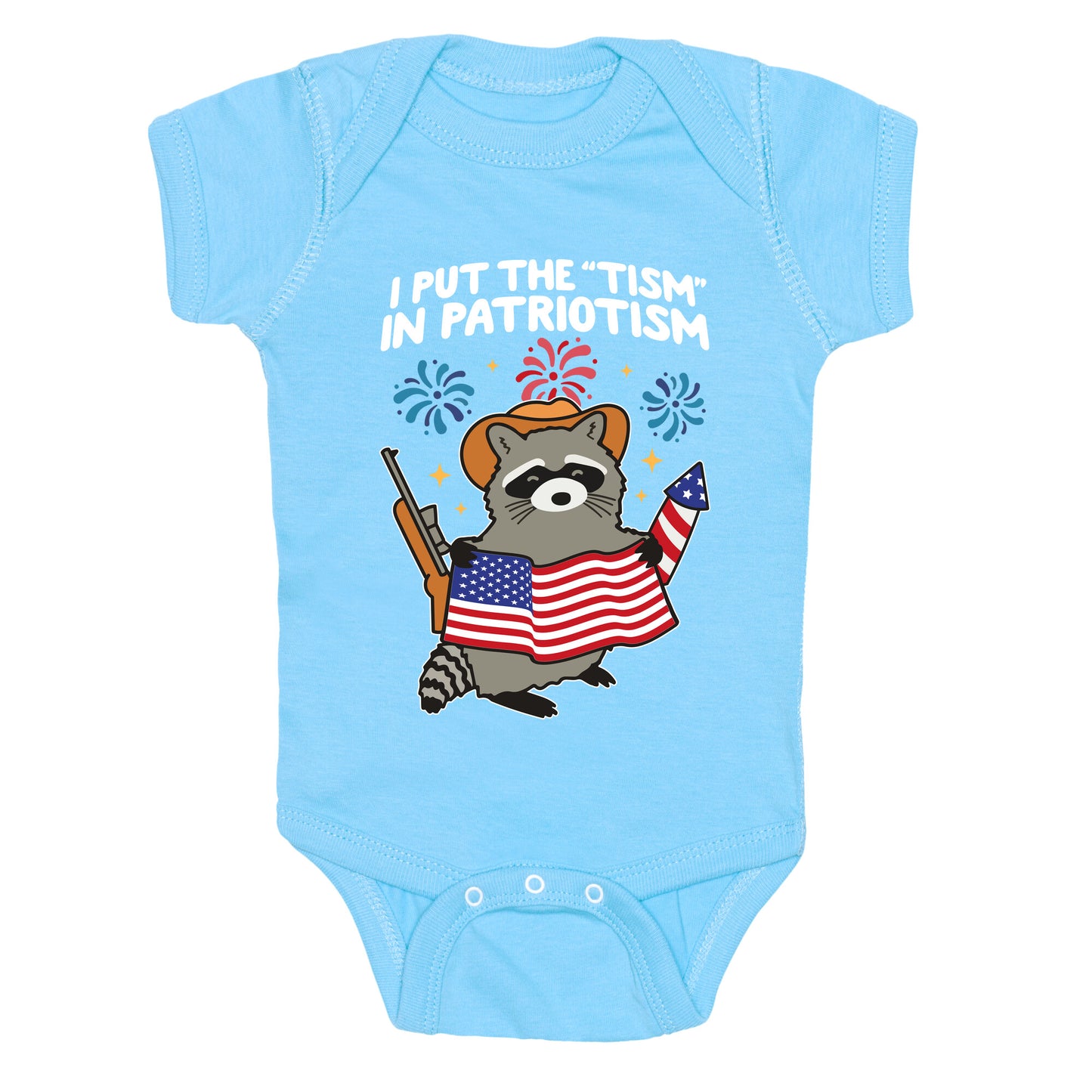 Tism In Patriotism Racoon Baby One-Piece