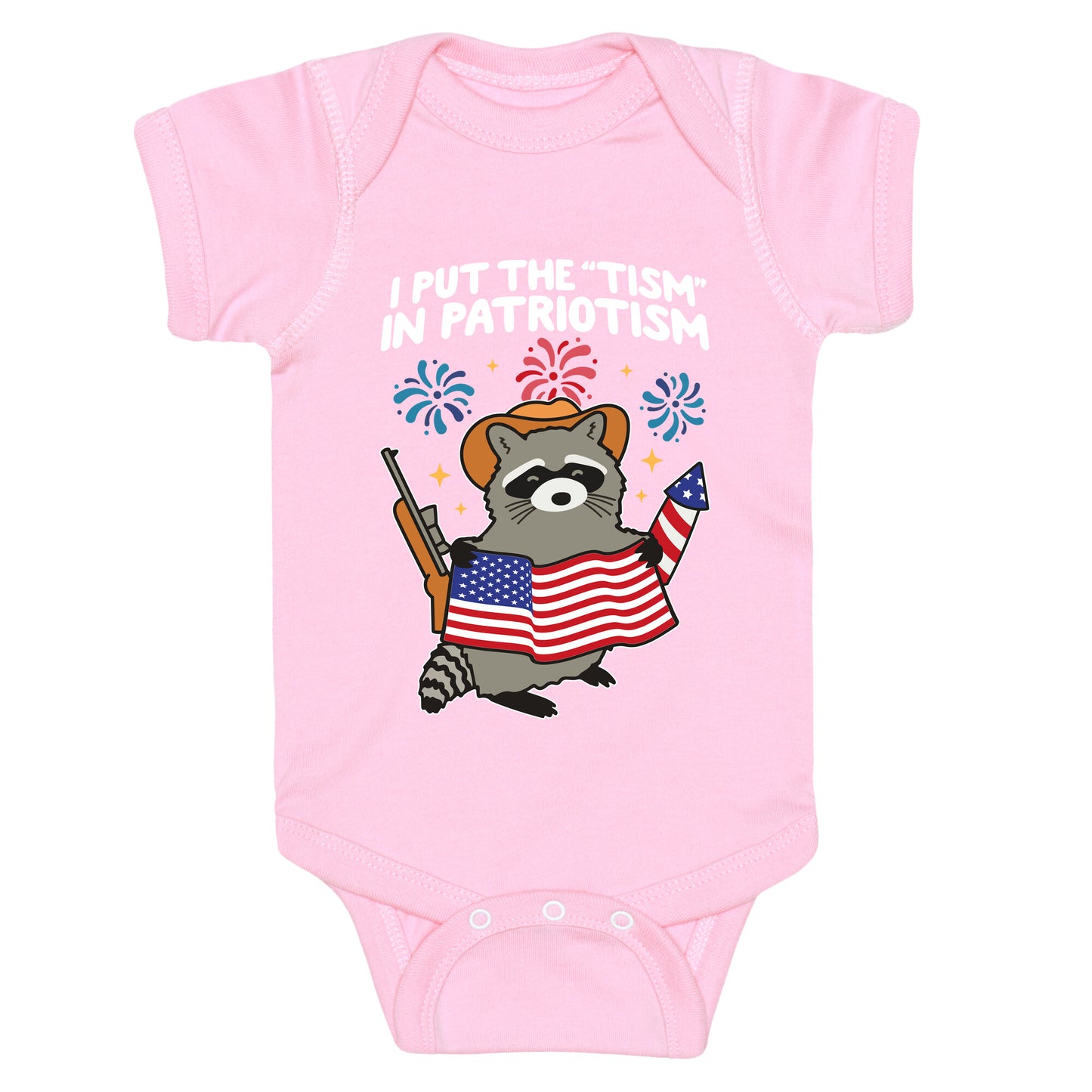 Tism In Patriotism Racoon Baby One-Piece