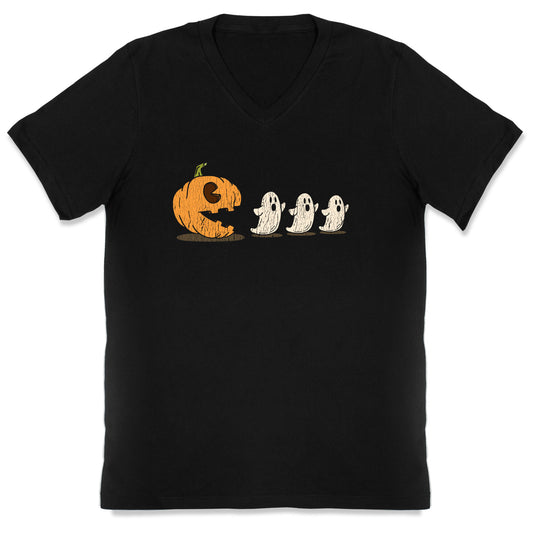 Halloween Pumpkin Ghost Game V-Neck