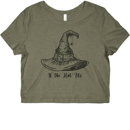 If the Hat Fits Halloween Witch Womens Slim Fit Crop Top Tee