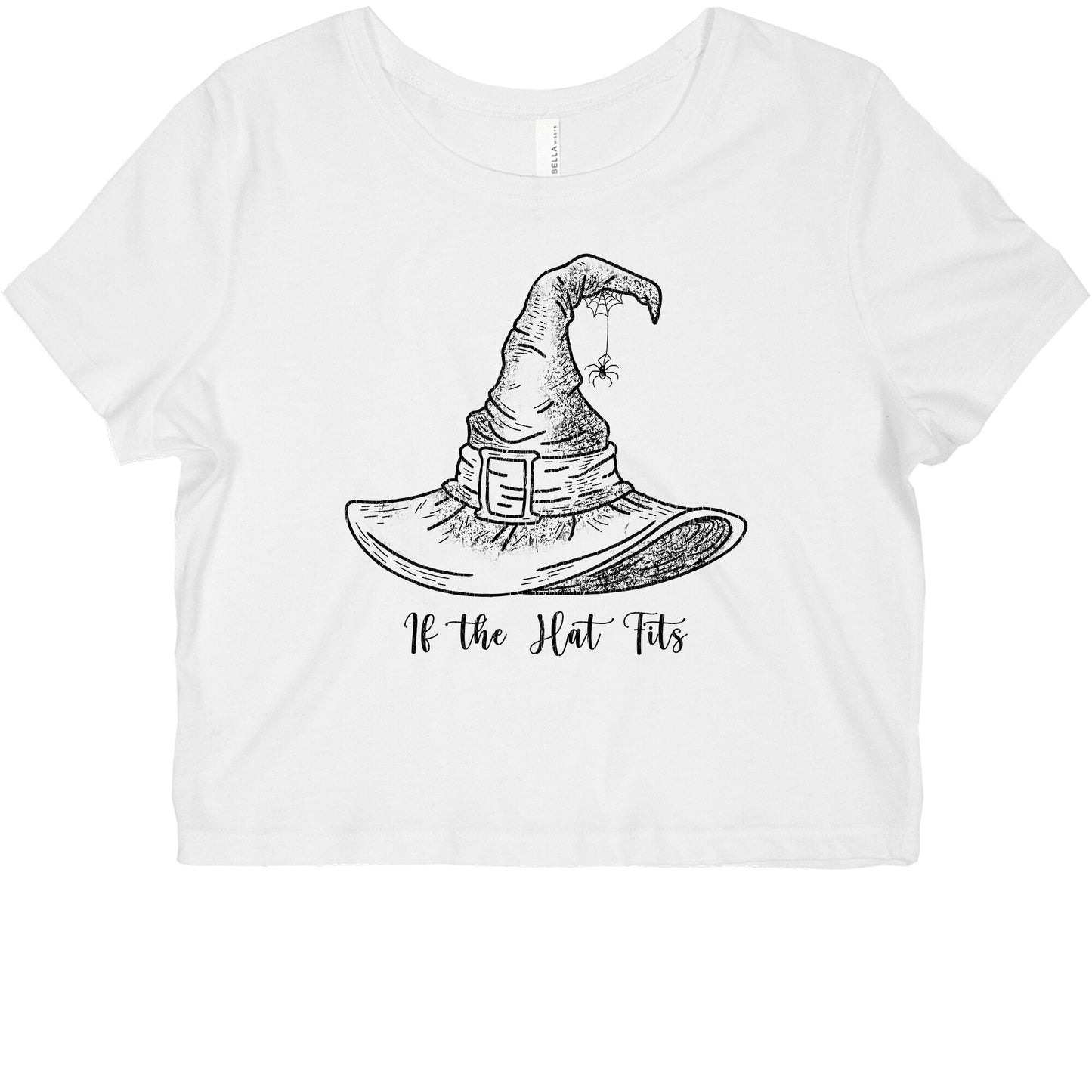 If the Hat Fits Halloween Witch Womens Slim Fit Crop Top Tee