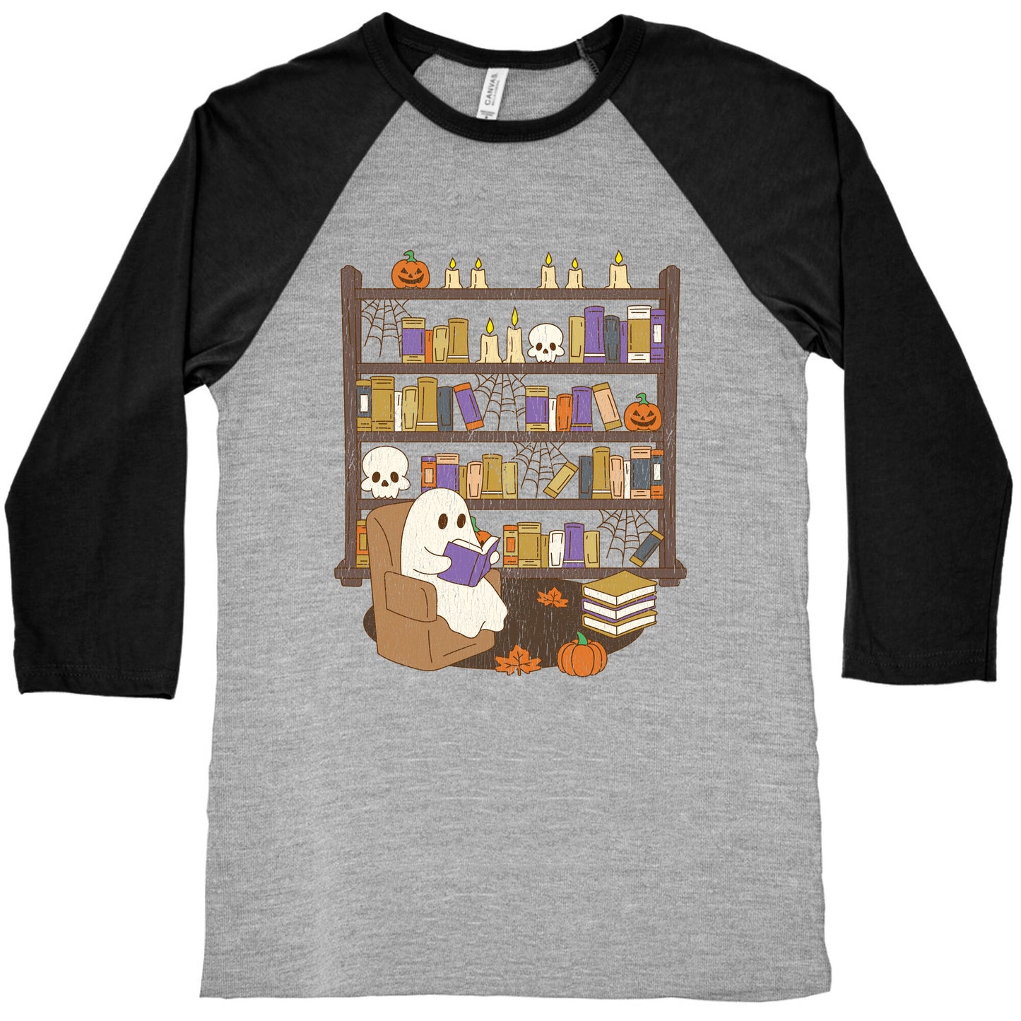 Retro Ghost Library Baseball Tee