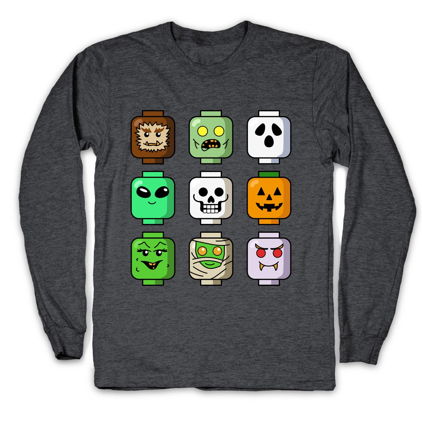 Halloween Zombie Block Heads Longsleeve Tee