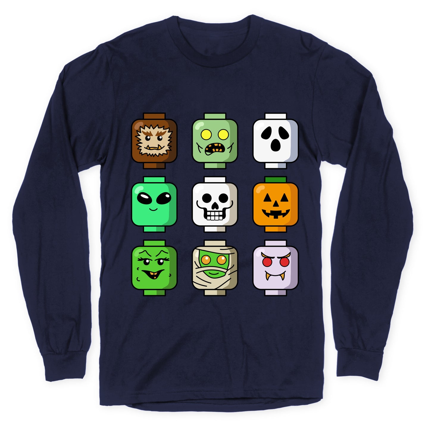 Halloween Zombie Block Heads Longsleeve Tee