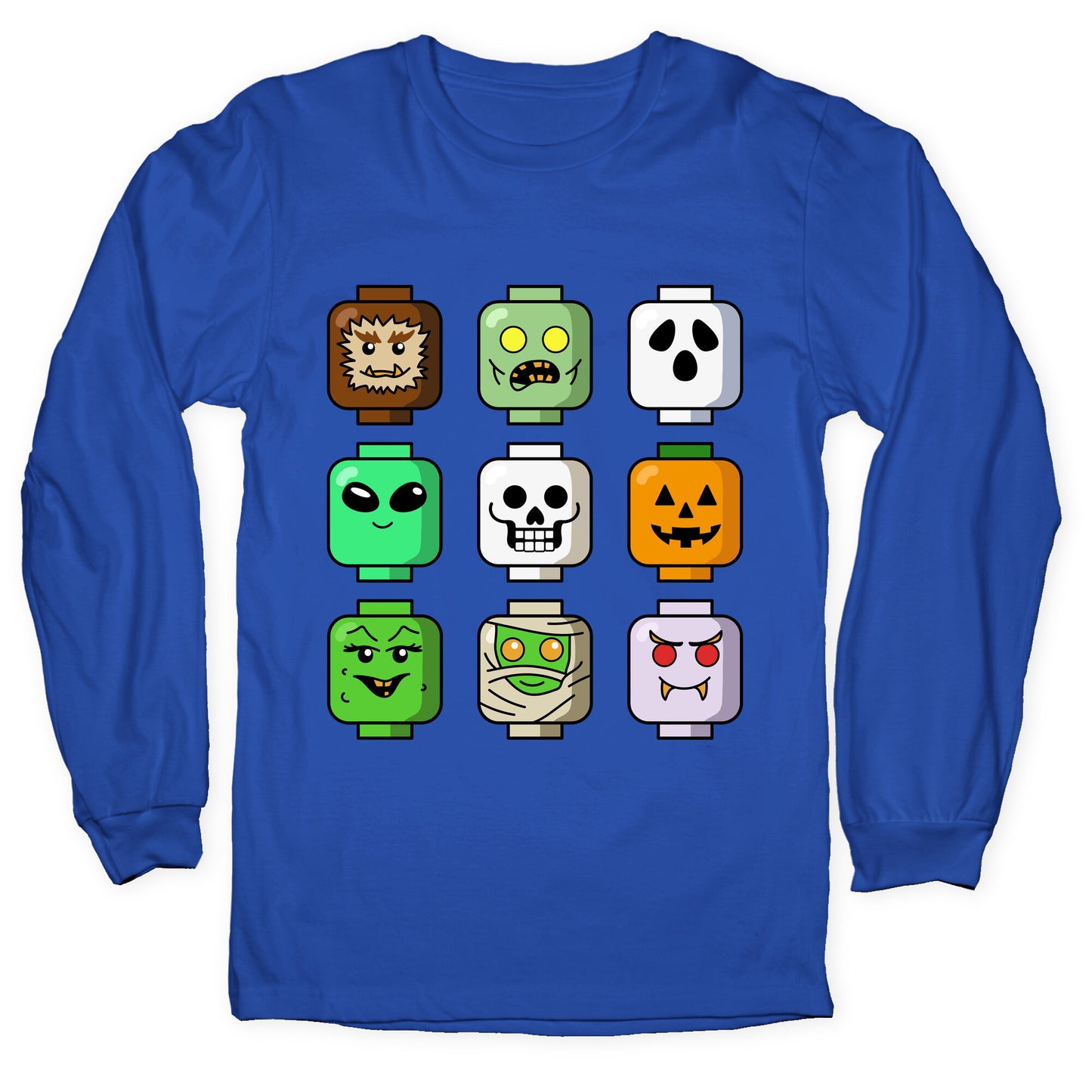 Halloween Zombie Block Heads Longsleeve Tee