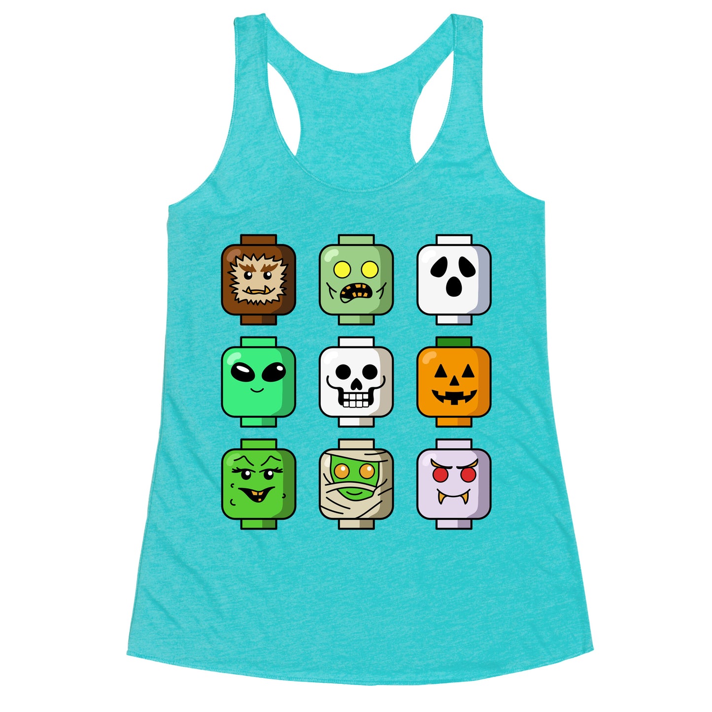 Halloween Zombie Block Heads Racerback Tank