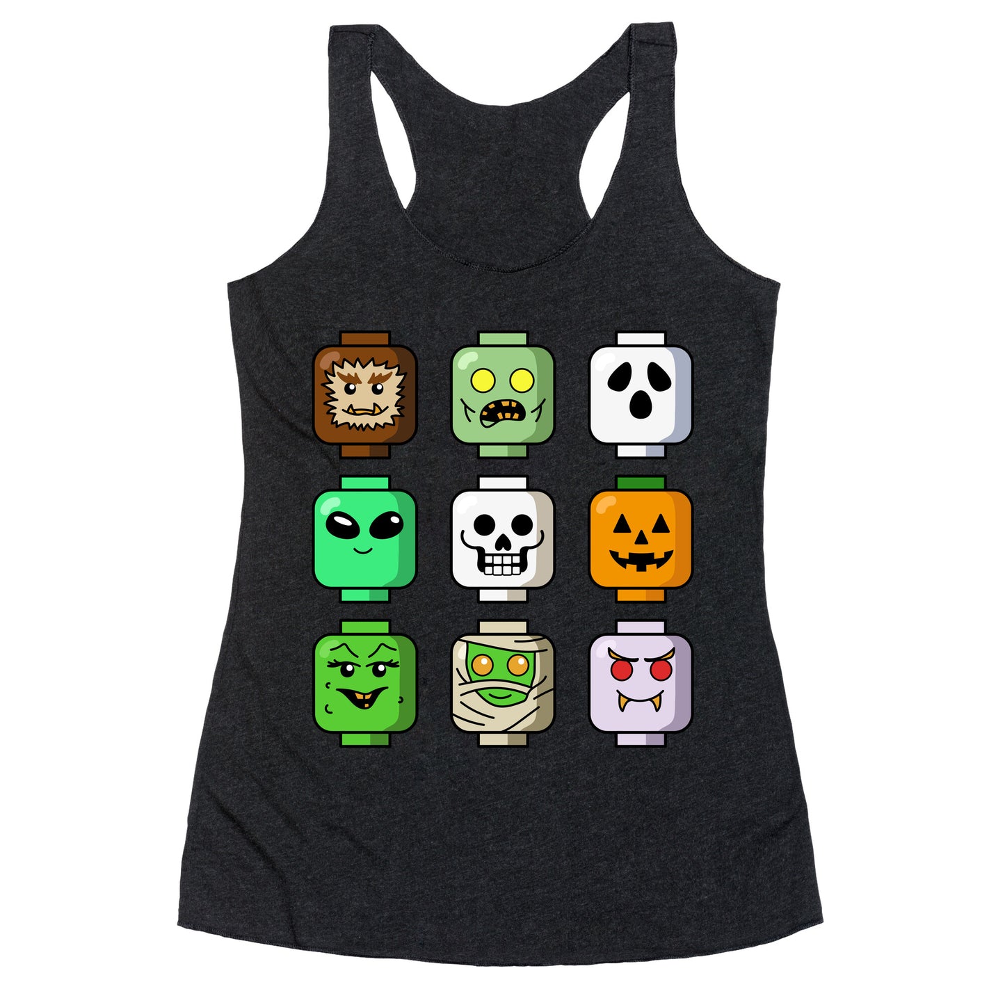 Halloween Zombie Block Heads Racerback Tank
