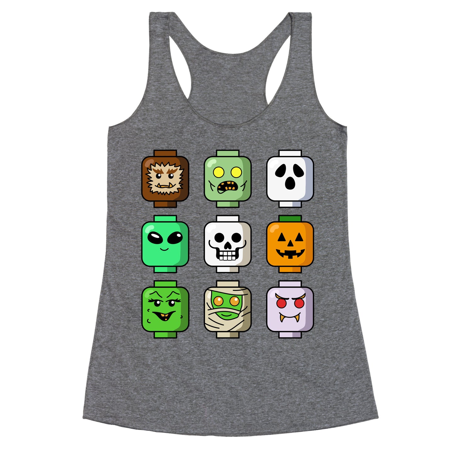 Halloween Zombie Block Heads Racerback Tank
