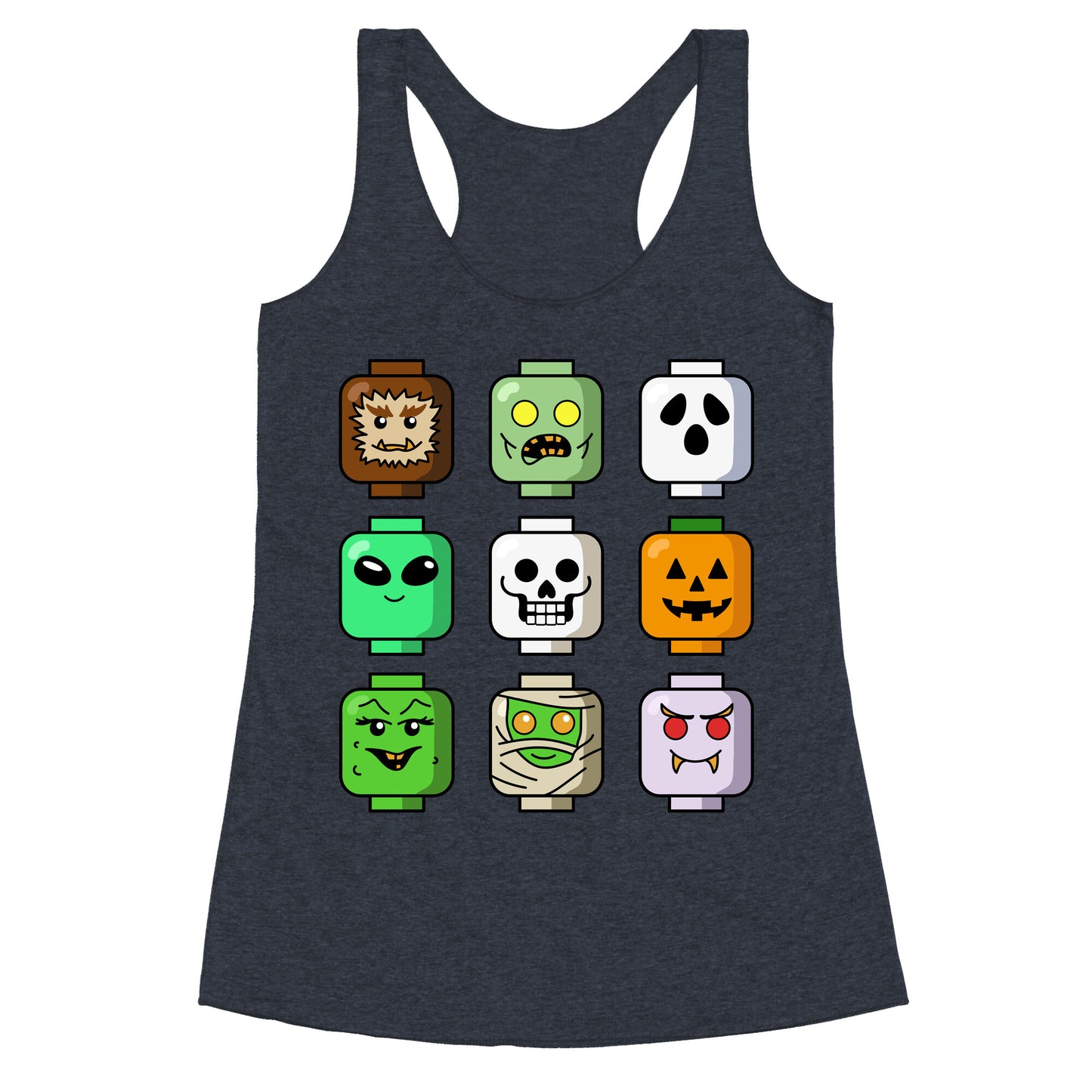 Halloween Zombie Block Heads Racerback Tank