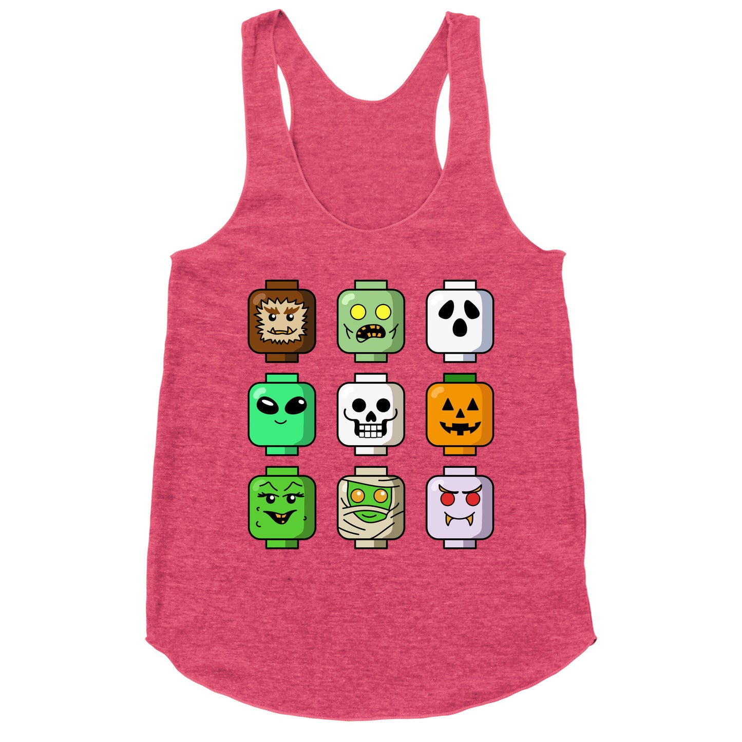 Halloween Zombie Block Heads Racerback Tank