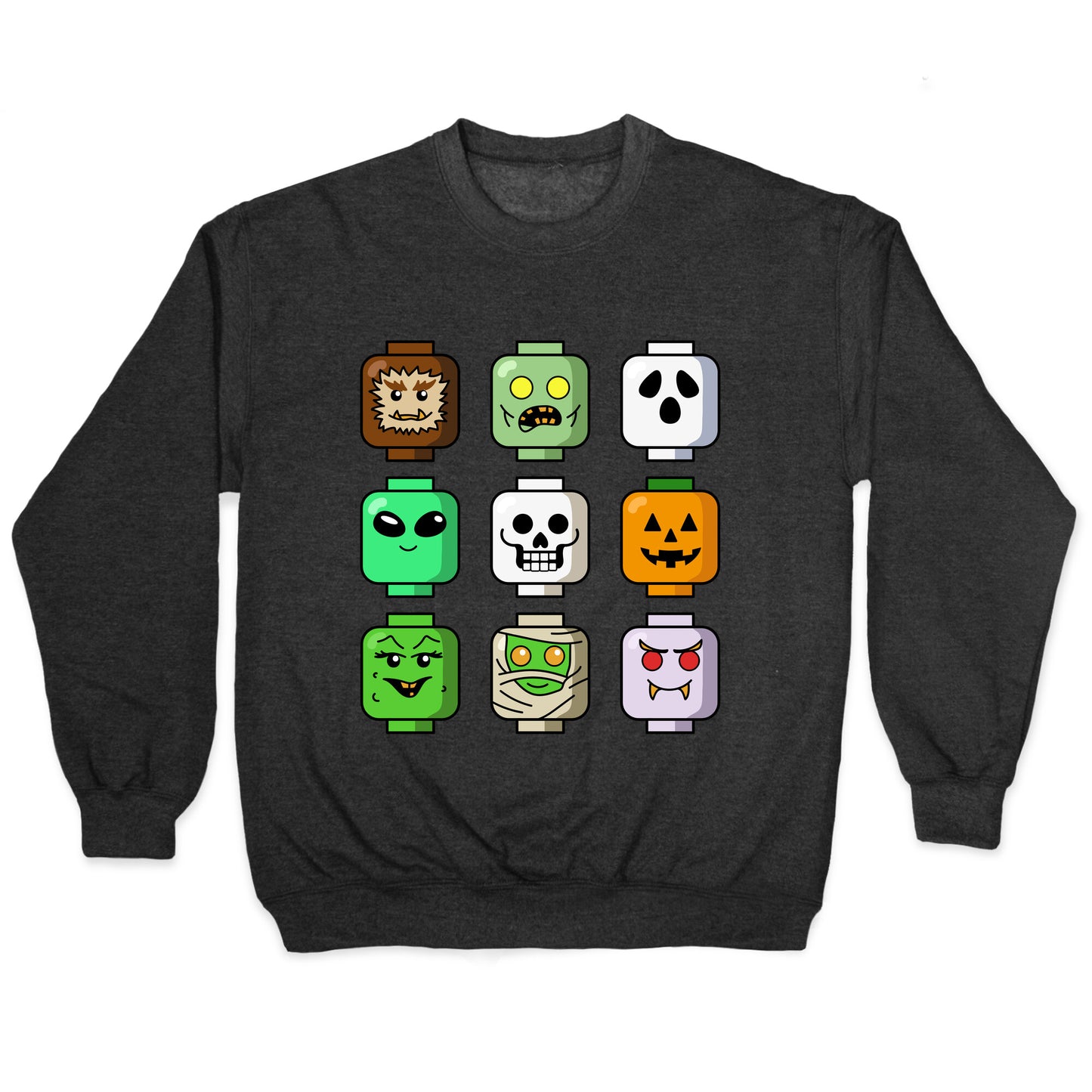 Halloween Zombie Block Heads Crewneck Sweatshirt