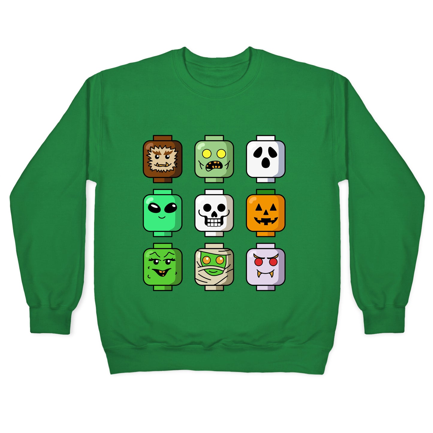 Halloween Zombie Block Heads Crewneck Sweatshirt