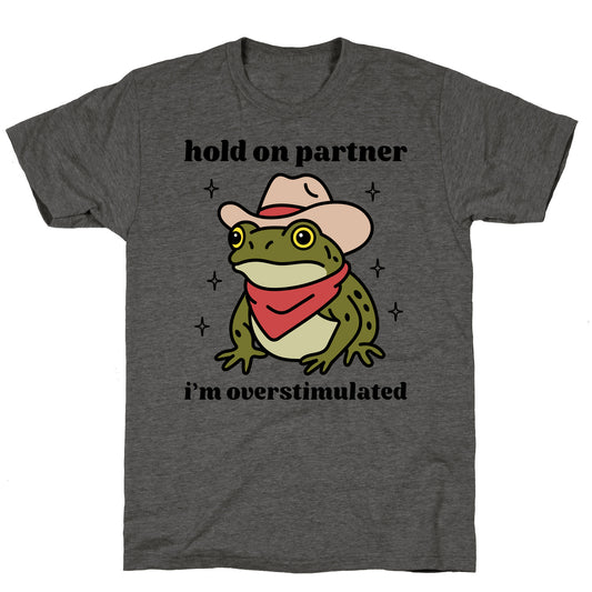 Hold on Partner, Im Overstimulated Unisex Triblend Tee