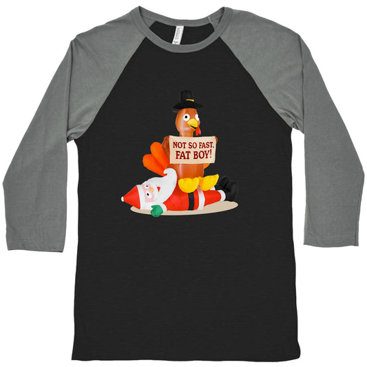 Santa Versus Turkey Baseball Tee