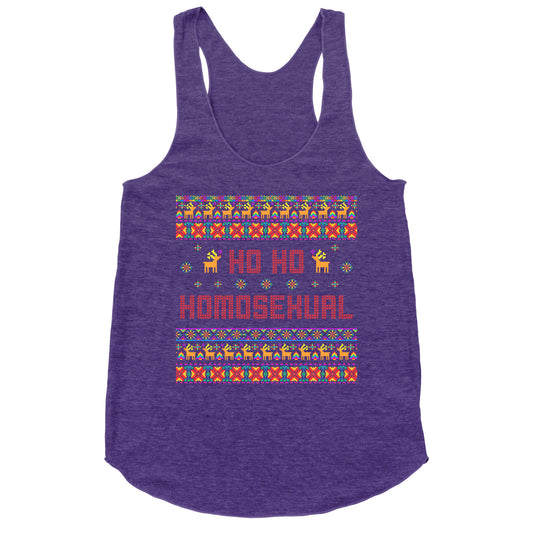 Ho Ho Ho Homosexual Racerback Tank