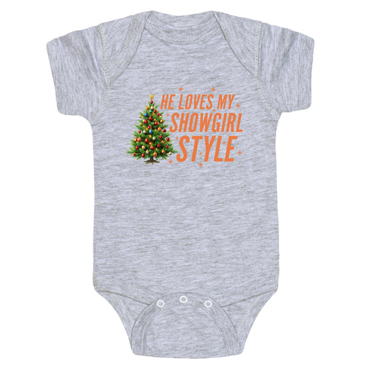 He Loves My Showgirl Style, She Loves my Redwood Tree Baby One-Piece