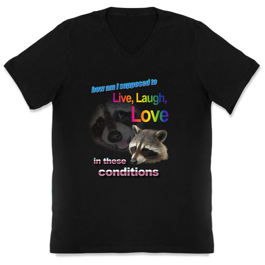 Live Laugh Love Raccoon V-Neck
