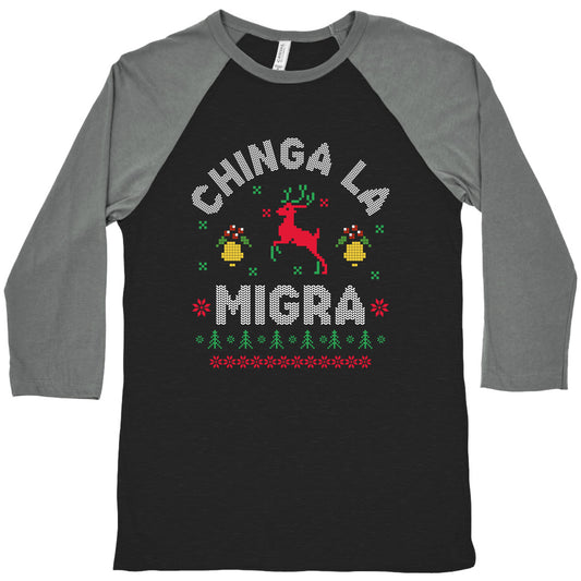 Chinga La Migra Christmas Baseball Tee