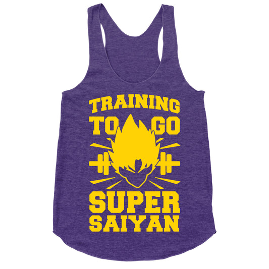 Training to Go Super Saiyan Racerback Tank