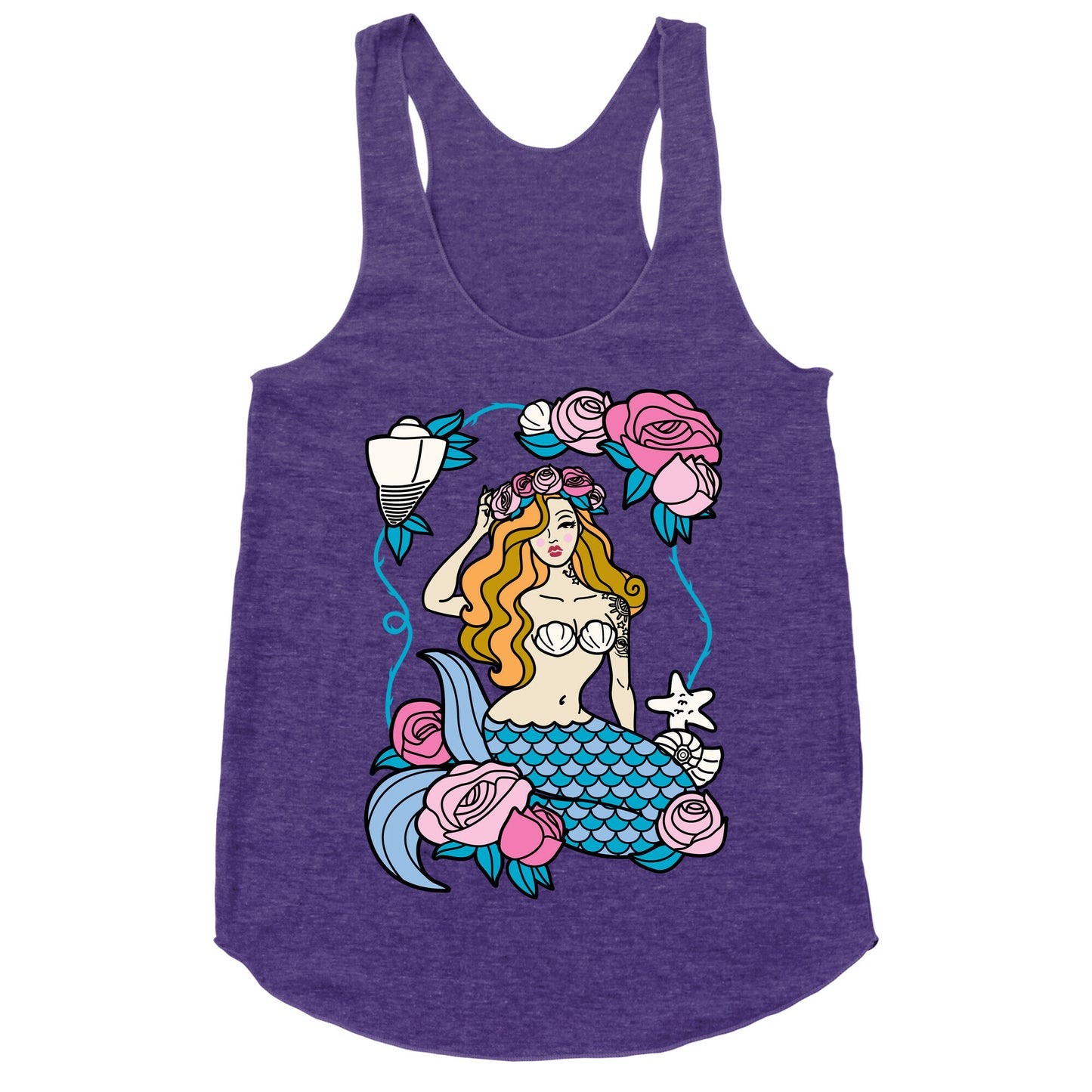 Nautical Tattoo Mermaid Racerback Tank
