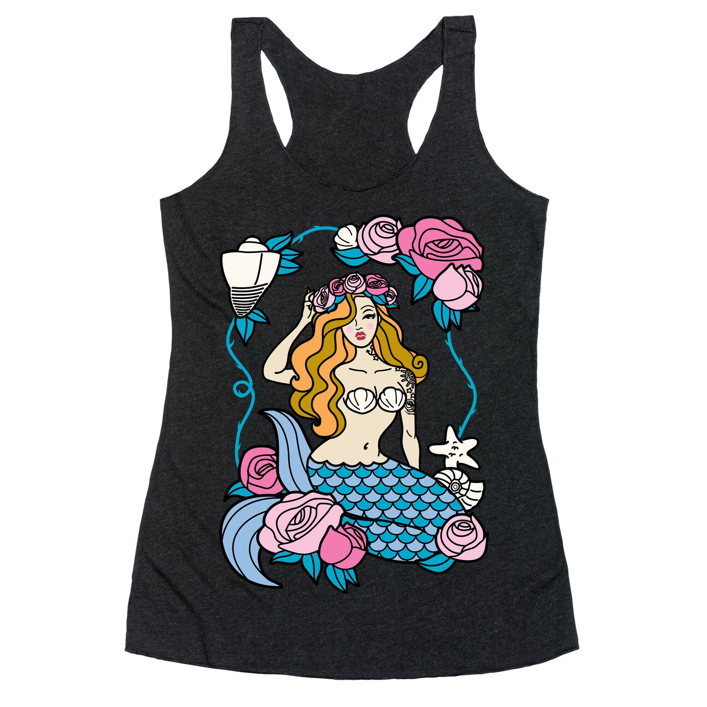 Nautical Tattoo Mermaid Racerback Tank