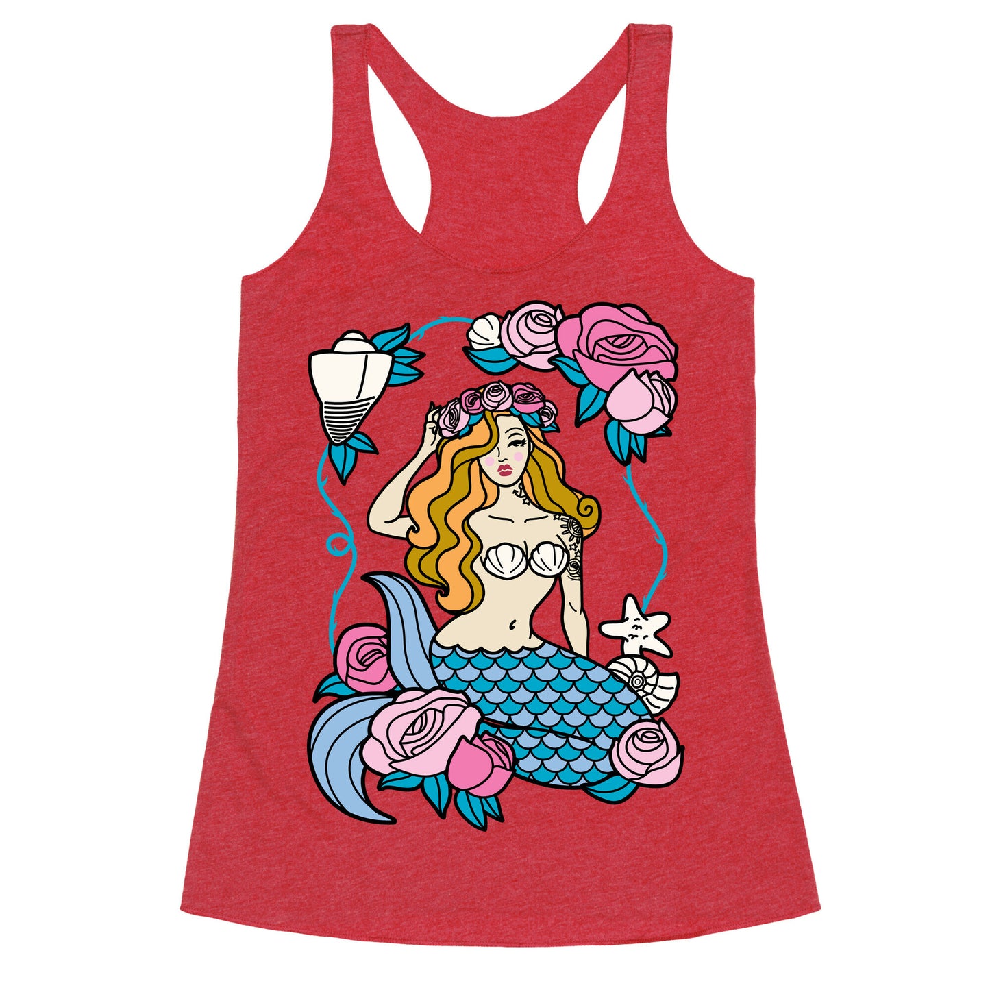 Nautical Tattoo Mermaid Racerback Tank