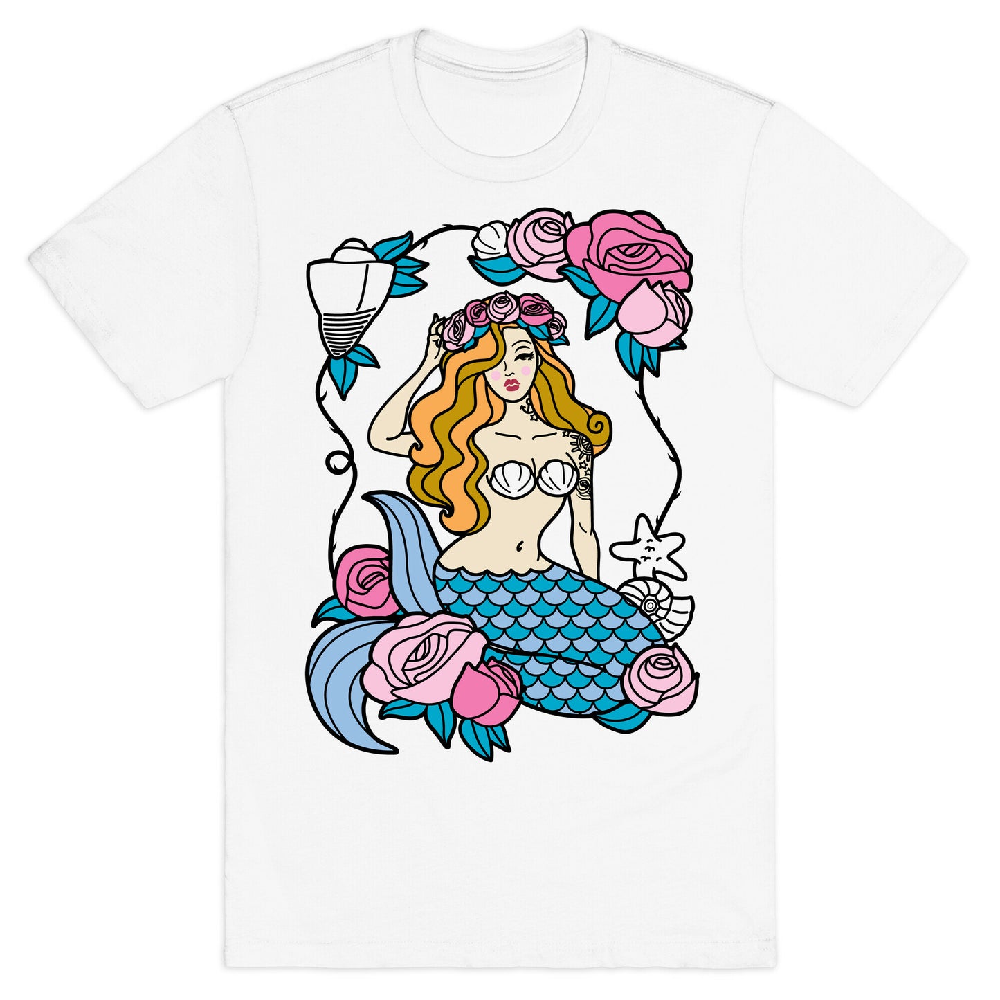 Nautical Tattoo Mermaid T-Shirt