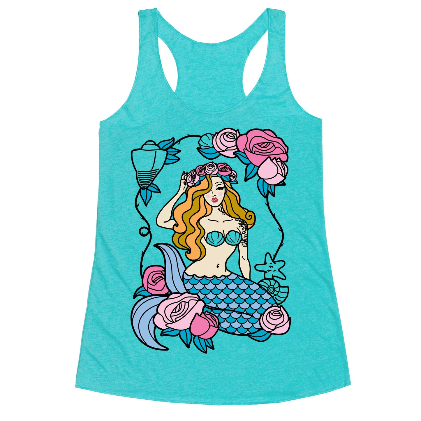 Nautical Tattoo Mermaid Racerback Tank