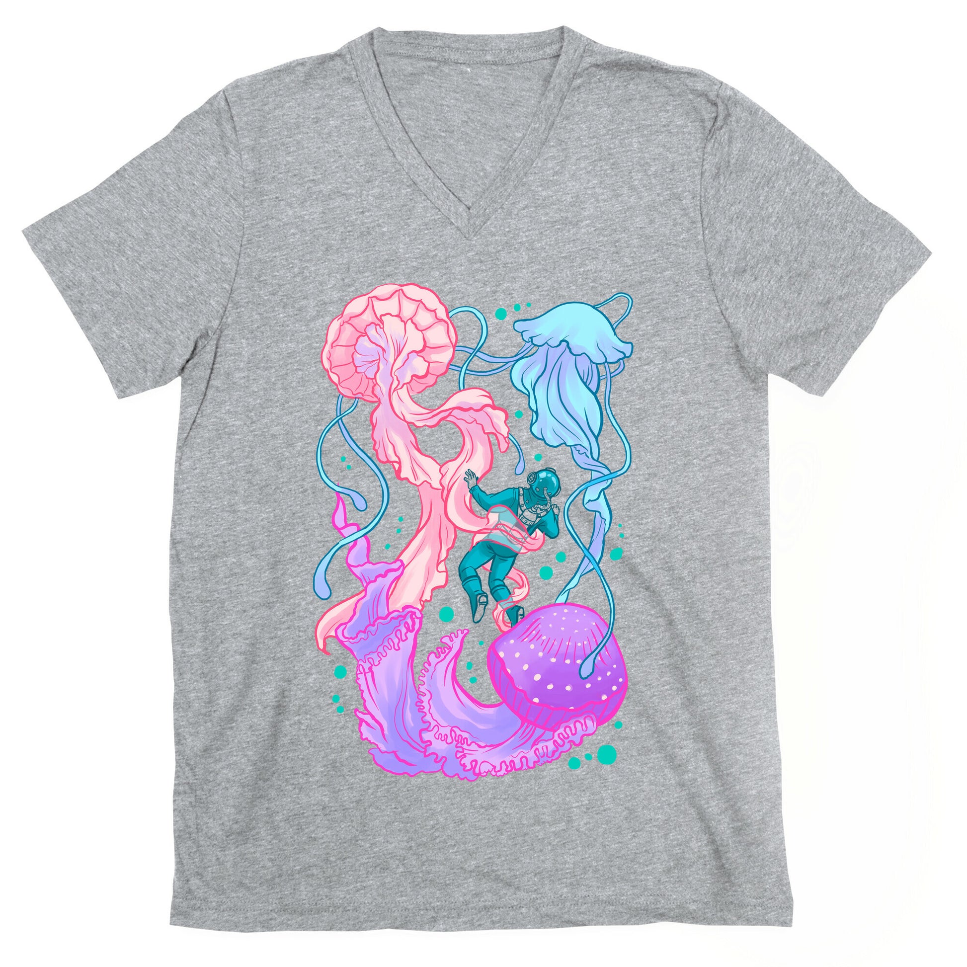Deep Sea Diver & Jellyfish V-Neck