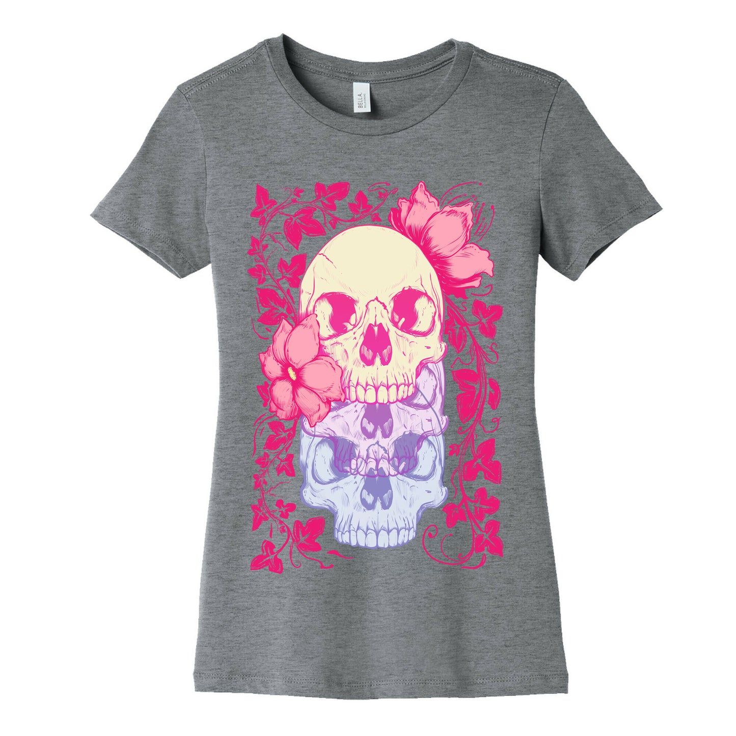 Skull of Vines and Flowers Women's Cotton Tee