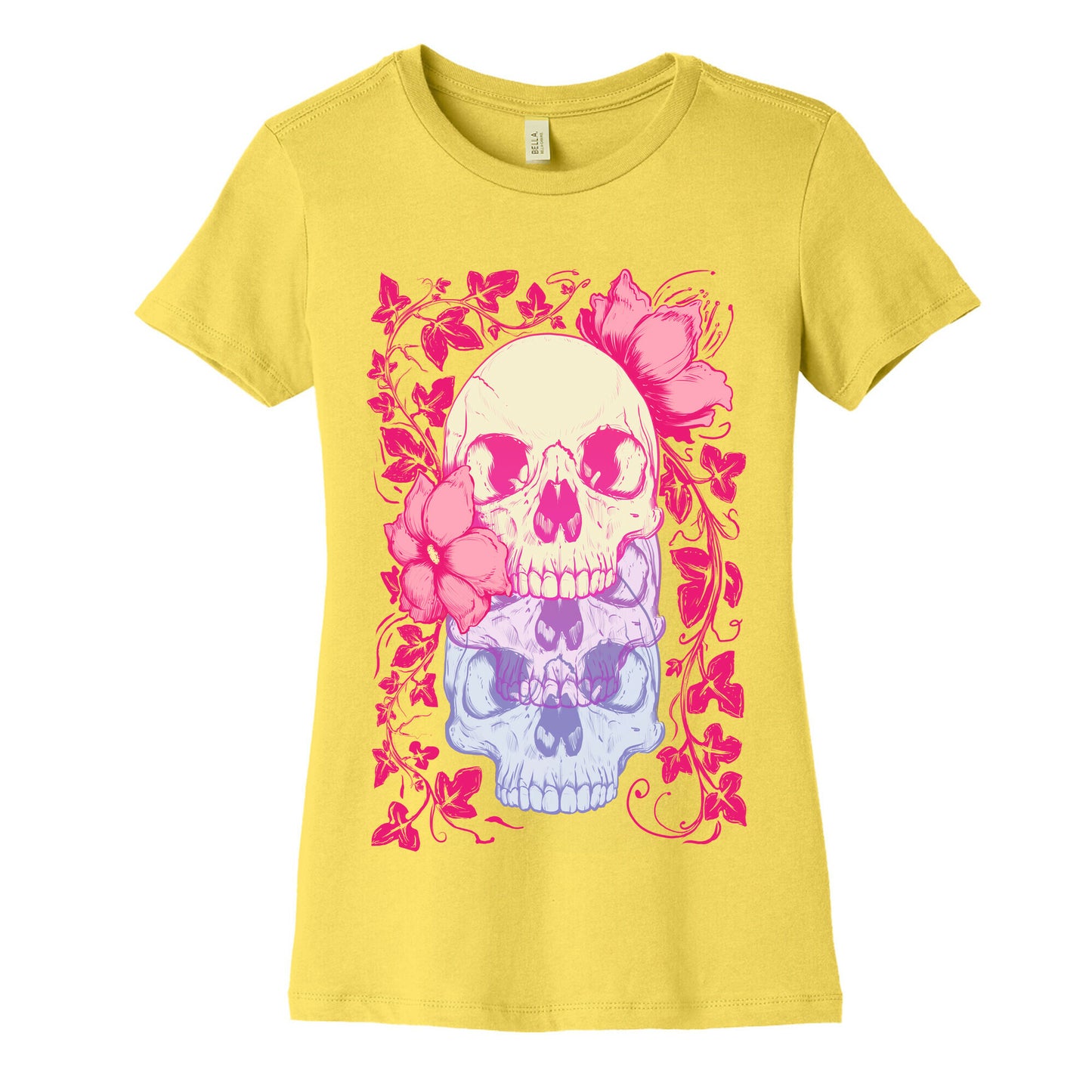 Skull of Vines and Flowers Women's Cotton Tee