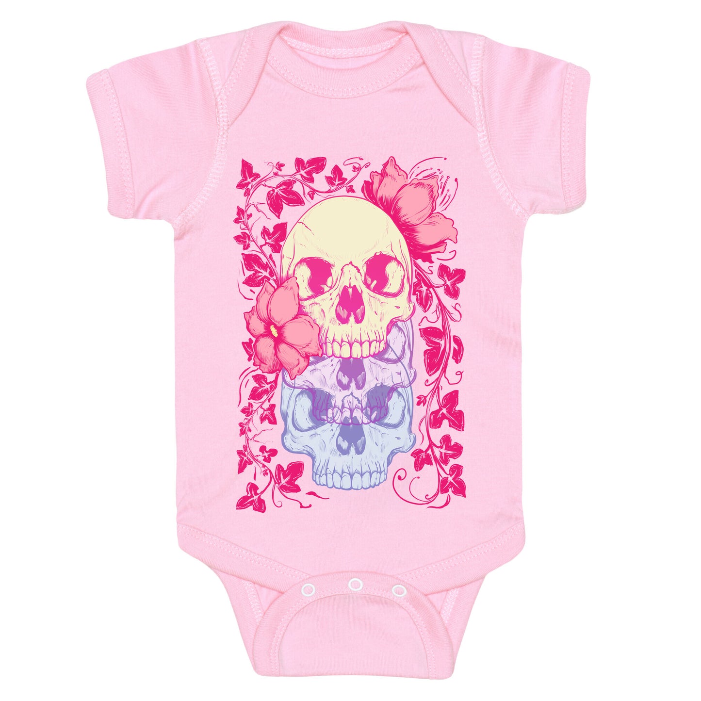 Skull of Vines and Flowers Baby One Piece