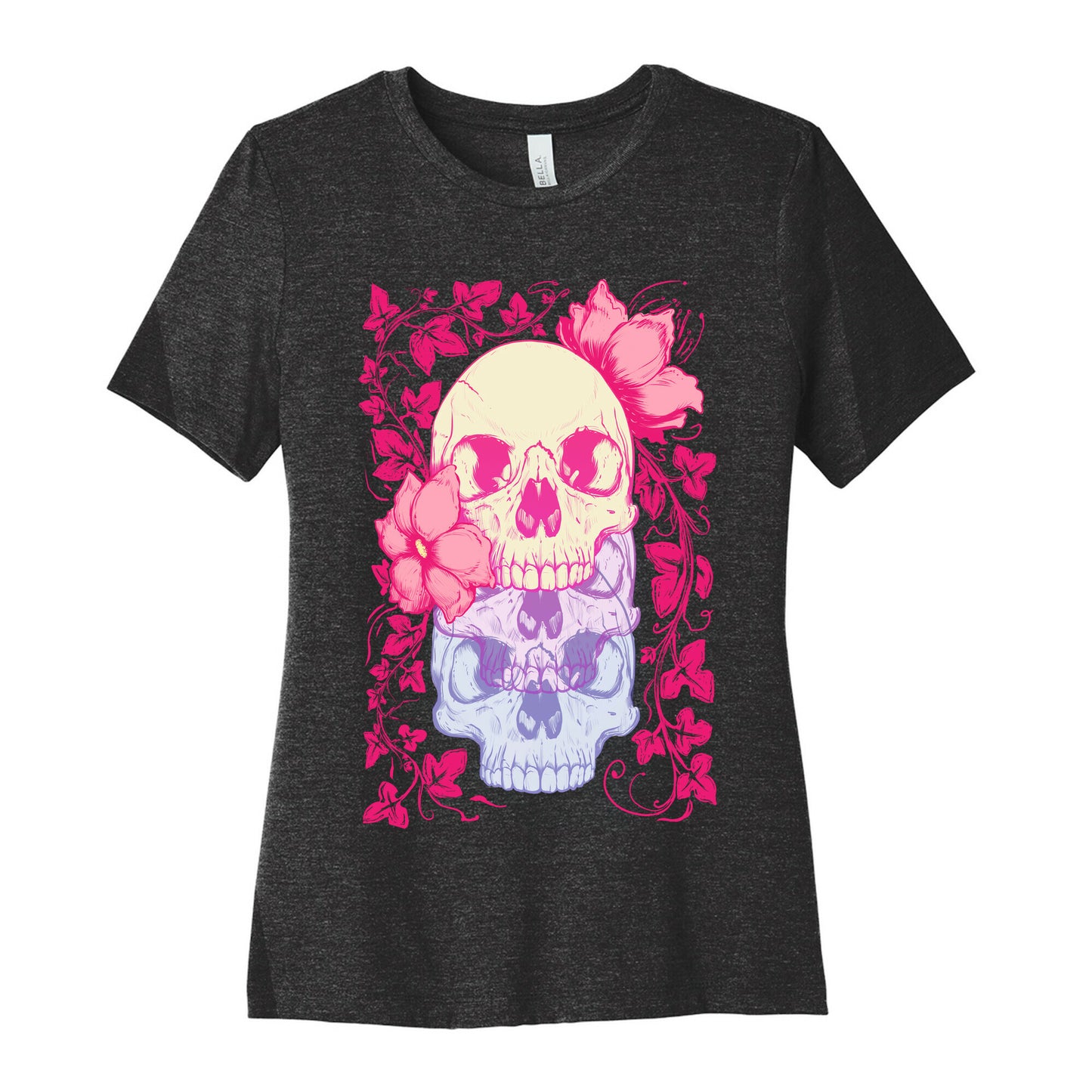 Skull of Vines and Flowers Women's Cotton Tee