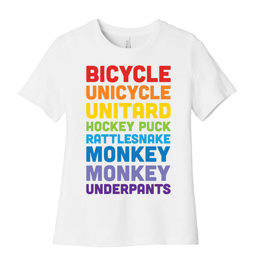 Bicycle Unicycle Unitard Hockey Puck Rattlesnake Monkey Monkey Underpants Women's Cotton Tee