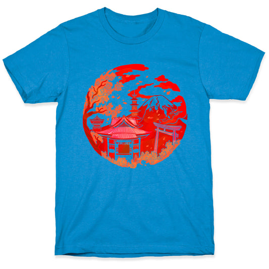 Japan's Mount Fuji and Shinto Shrines Inside the Rising Sun T-Shirt