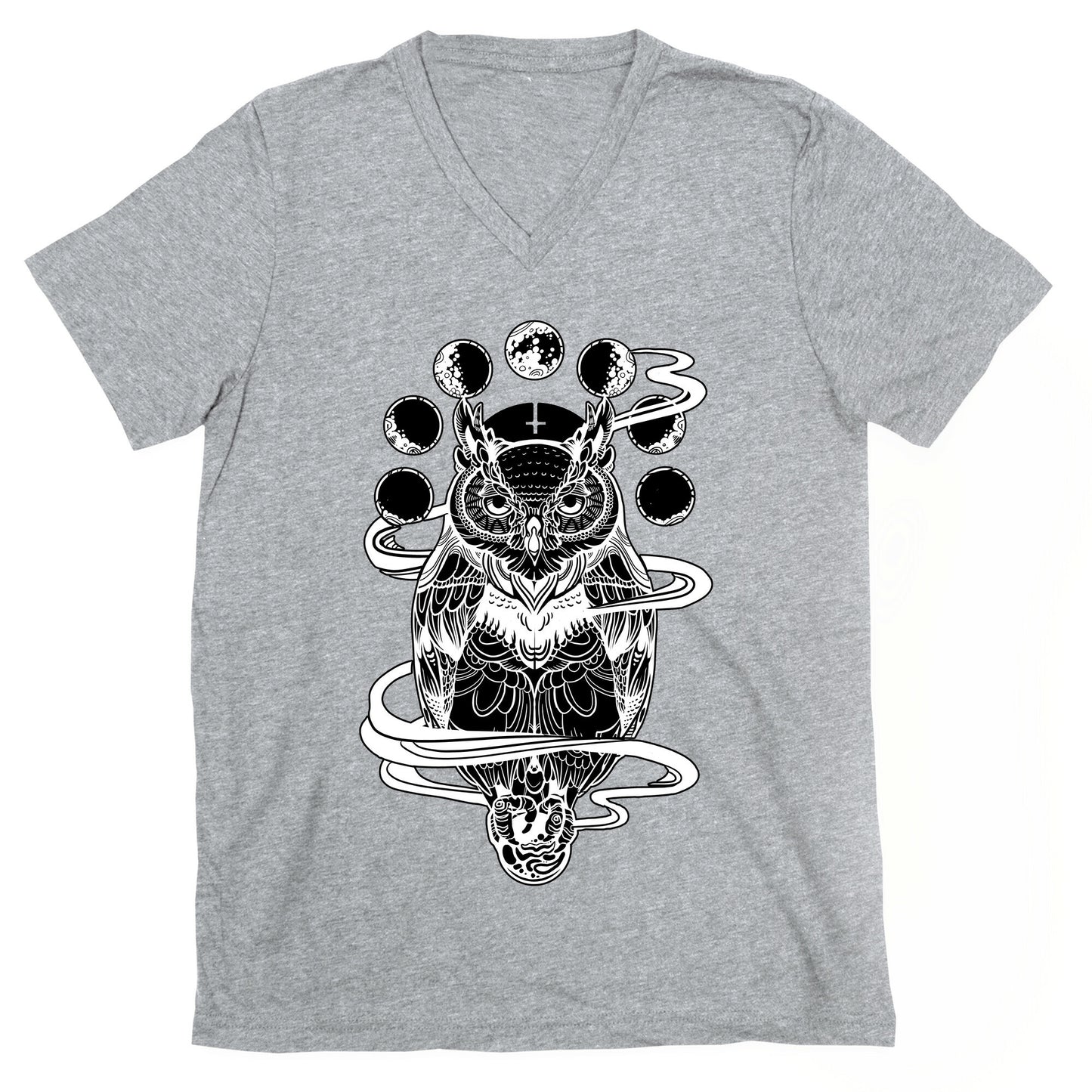 Witch's Owl Under the Phases of the Moon V-Neck