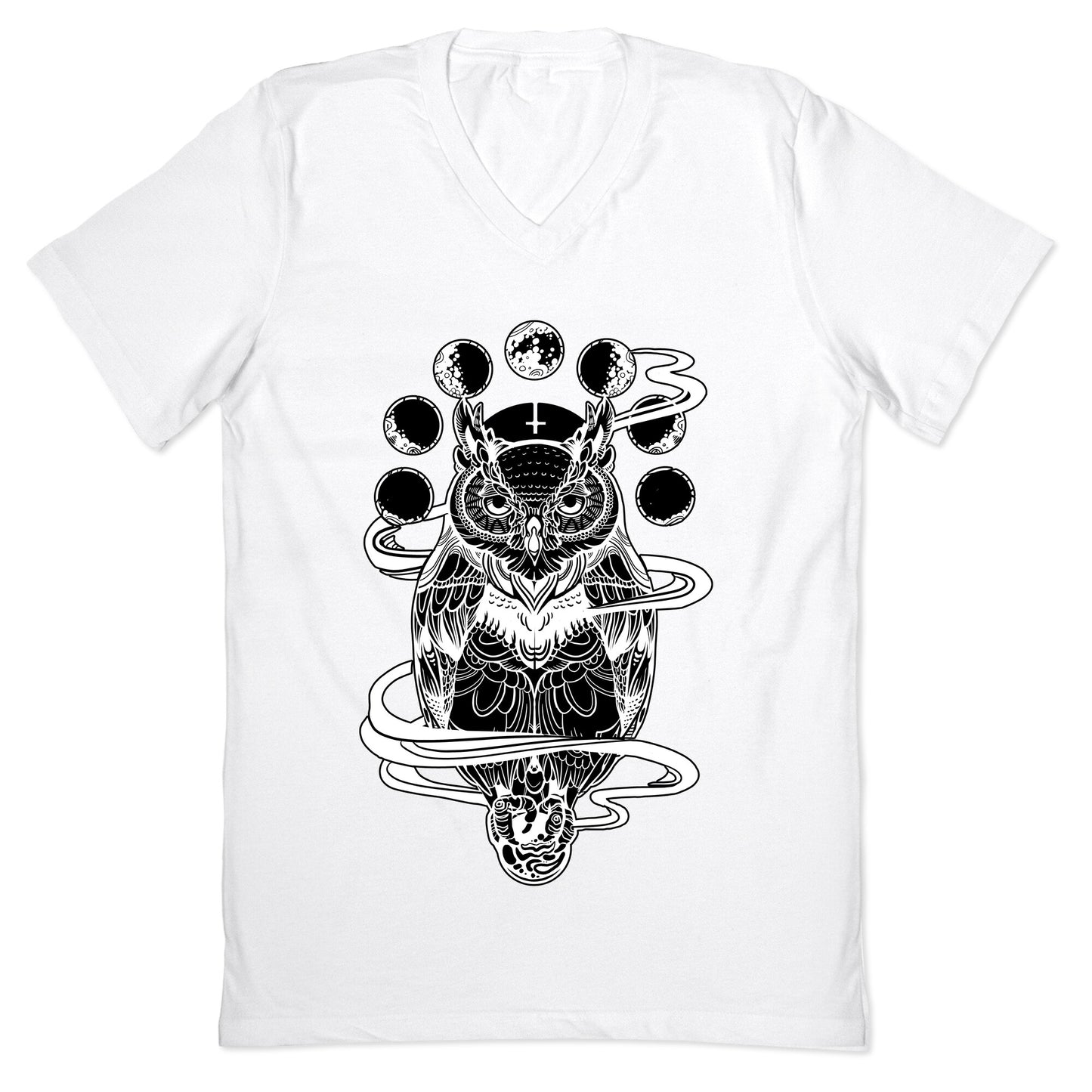 Witch's Owl Under the Phases of the Moon V-Neck