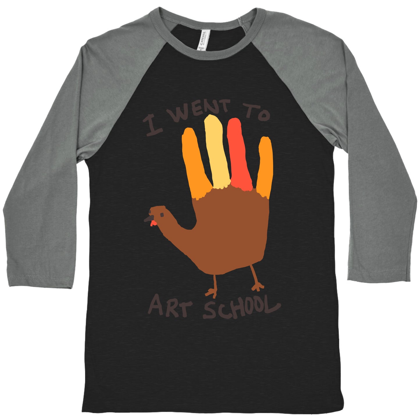 I Went To Art School Hand Turkey Baseball Tee