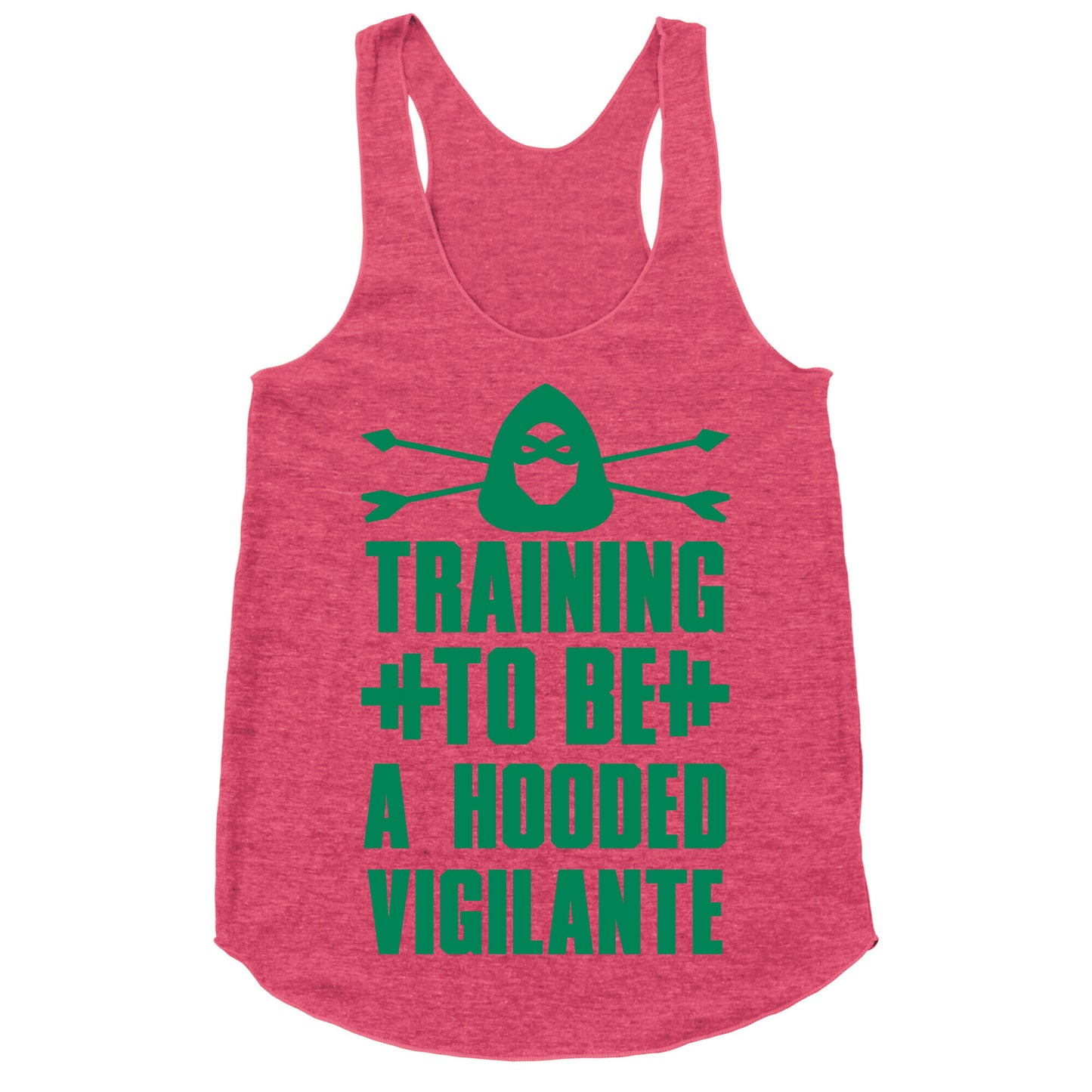 Training to be a Hooded Vigilante Racerback Tank