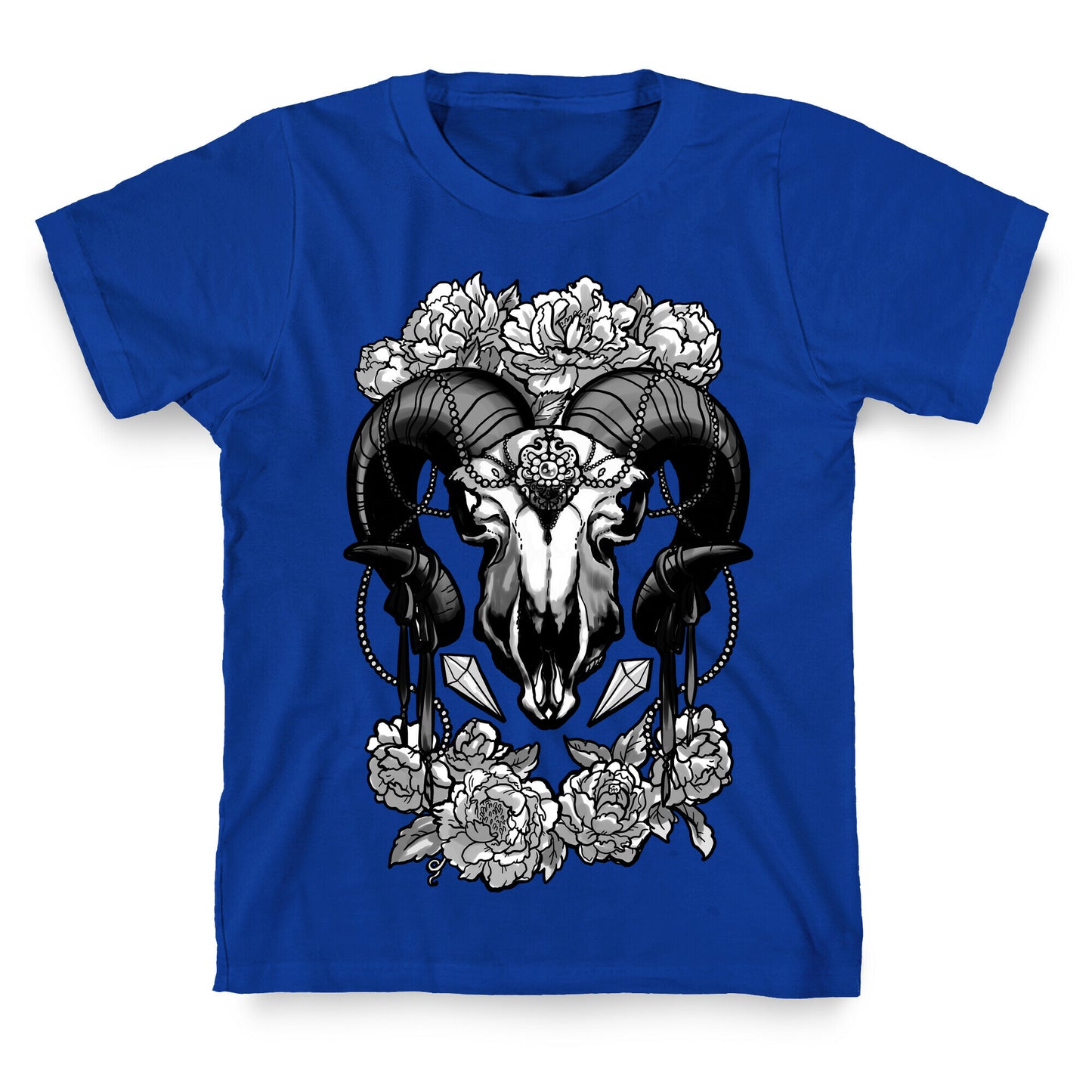 Flowery Ram Skull T-Shirt